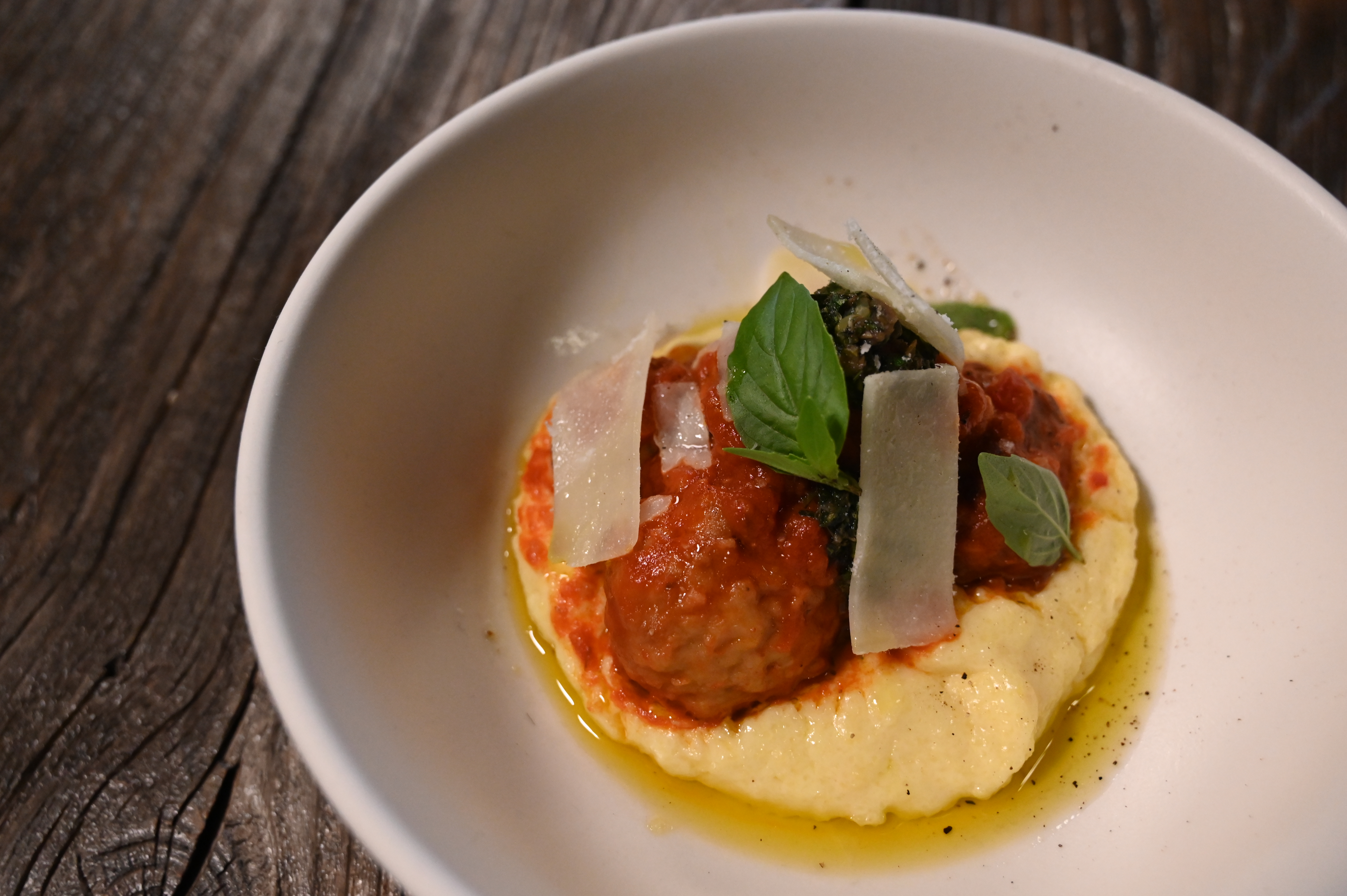 This is a photo of Posto Italian's Veal and Ricotta Meatballs